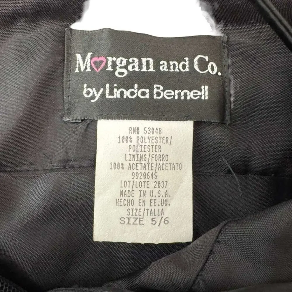 Morgan and Co USA Made 90's Vintage Deadstock Beaded NWT Prom Dress Black 5/ 6